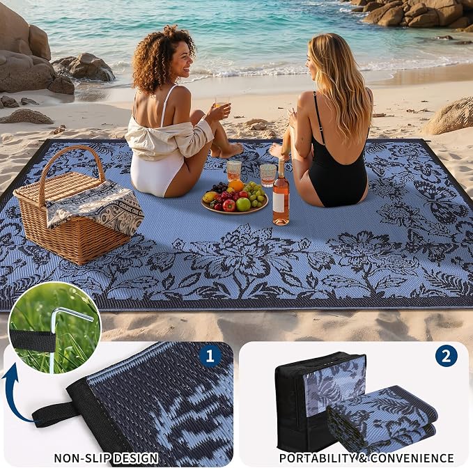 Garvee Outdoor Rugs 9' x 12’ Waterproof Reversible Mats, Large Area Plastic - Image 5