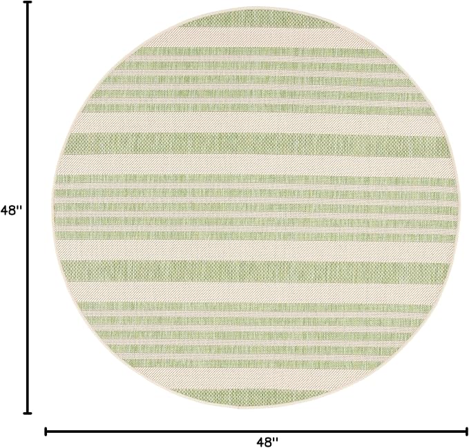SAFAVIEH Courtyard Collection 4' Round Beige/Sweet Pea CY6062 Stripe Indoor/ - Image 2