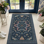 Blue Vintage Boho Area Rug 3x6, Washable Non Slip Indoor Carpet - Image 3
