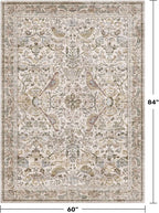 Moss 5x7 Living Room Area Rug, Vintage Washable Rug - Image 2