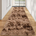 3x10 ft Plush High Pile Brown Tie Dyed Rug Fluffy Soft Runner Bedside Rug by TENNOLA