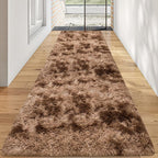 3x10 ft Plush High Pile Brown Tie Dyed Rug Fluffy Soft Runner Bedside Rug by TENNOLA