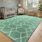 ONASAR Rugs for Living Room Bedroom, 5x8 Fluffy Sage Green and White Area Rug - Image 7