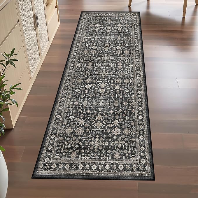 Dark Grey Washable 2x6 Runner Rugs - Image 4