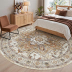 Madane Washable 8ft Circle Round Rug, 8x8 Circular Rugs Non-Slip Vintage Area - Image 4