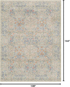 Washable Light Blue Bedroom Rug, 9x12 Area Rug - Image 2