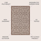 JONATHAN Y Vintage Filigree Indoor Outdoor Area Rug 4X6 Taupe/Espresso - Image 3