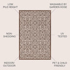 JONATHAN Y Vintage Filigree Indoor Outdoor Area Rug 9X12 Taupe/Espresso - Image 3