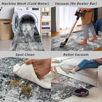 Washable Area Rug 9x12 Living Room – Neutral Modern Abstract Large Carpet - Image 8