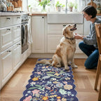 2x5 Washable Hallway Runner Rug: Stain Resistant Floral Scalloped Kitchen Rug - Image 5