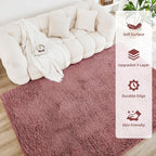Litanika 5x8 Shag Area Rug for Living Room Bedroom, Pea Pink High Pile Ultra - Image 4