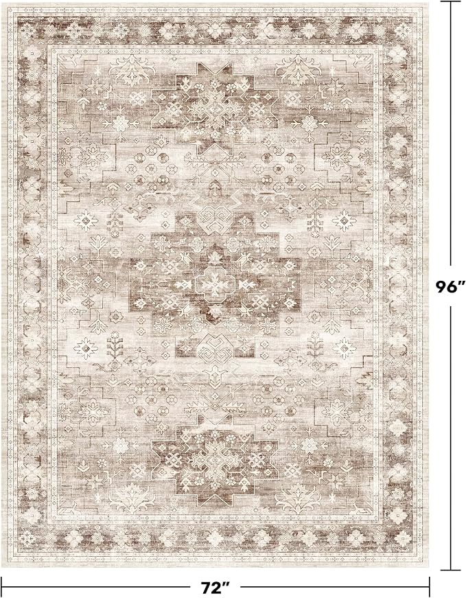 Washable Boho 6x8 Area Rug for Living Room - Image 2