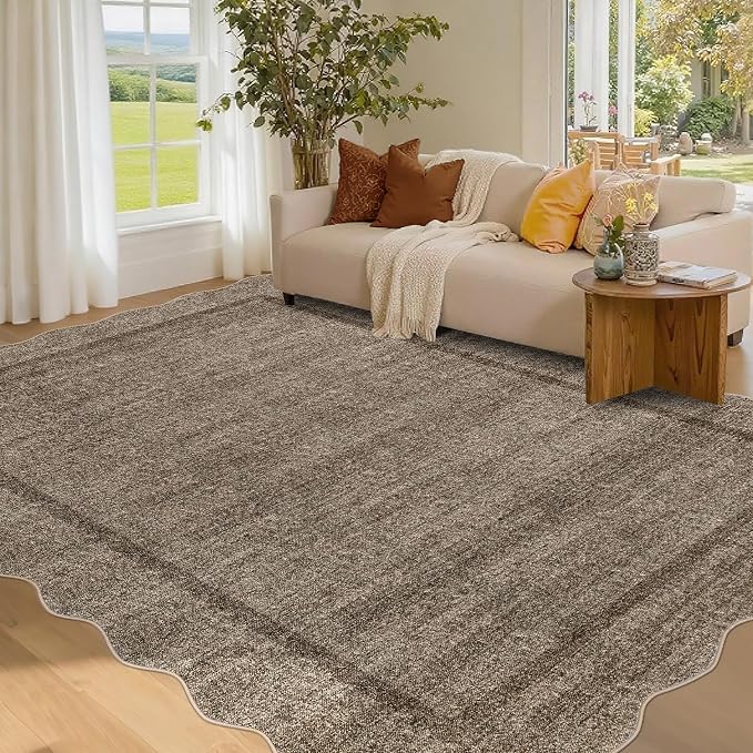 GarveeHome Scalloped Living Room Rug 5x7 Area Rug Washable Area Rug by GarveeHome