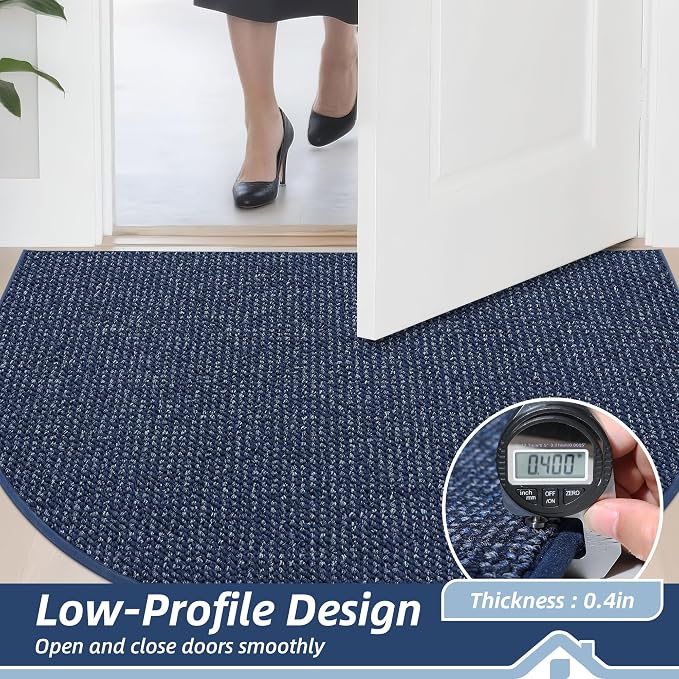 BEQHAUSE Dirt Trapper Door Mat 17" x 30" Half Circle Non Slip Washable Doormats - Image 5