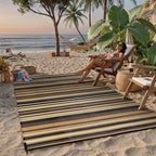 Outdoor Plastic Straw Rug Waterproof Patio 6x9 Brown Black Stripe Mat - Image 4
