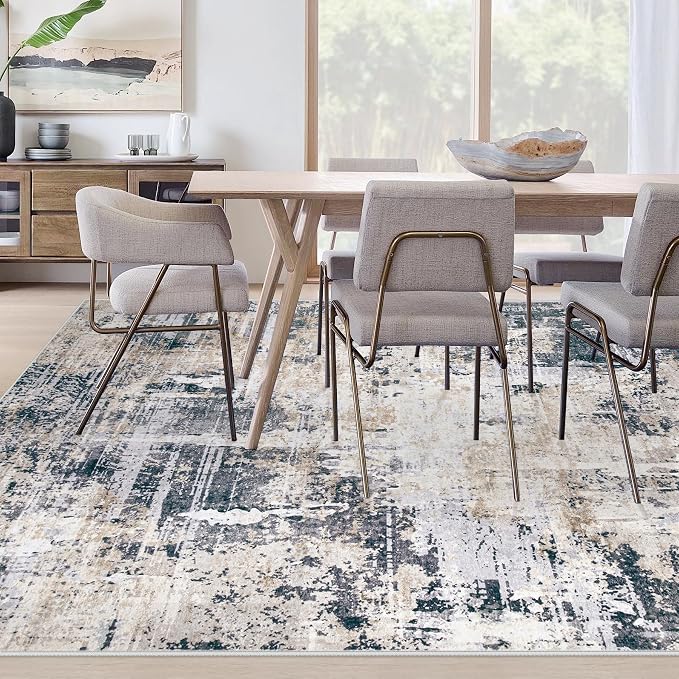 Area Rugs 8x10 Living Room: Washable Rug Modern Abstract Large Rugs Soft Non - Image 3