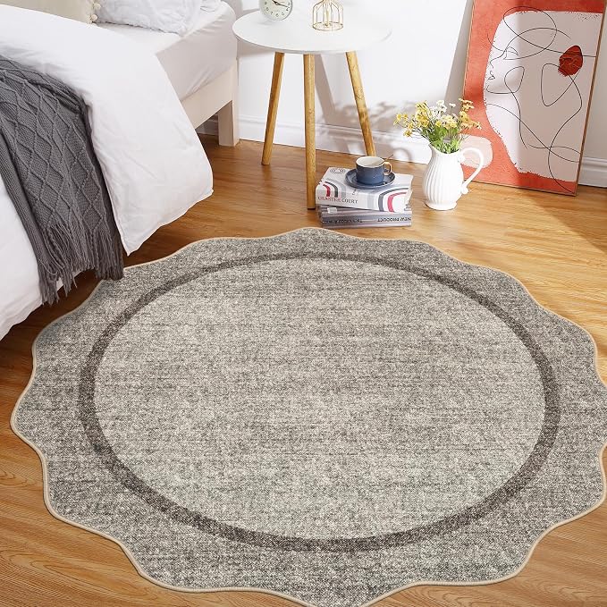 GarveeHome Scalloped Round Area Rugs, Washable Small Round Rug 3 ft Non-Slip - Image 4