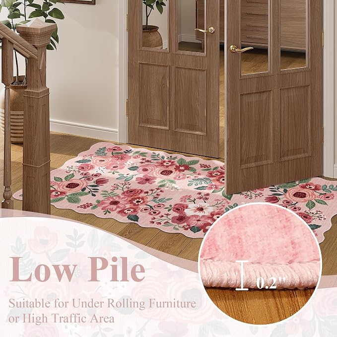 DUKINO 5x7 Area Rug, Floral Washable Rugs - Image 9