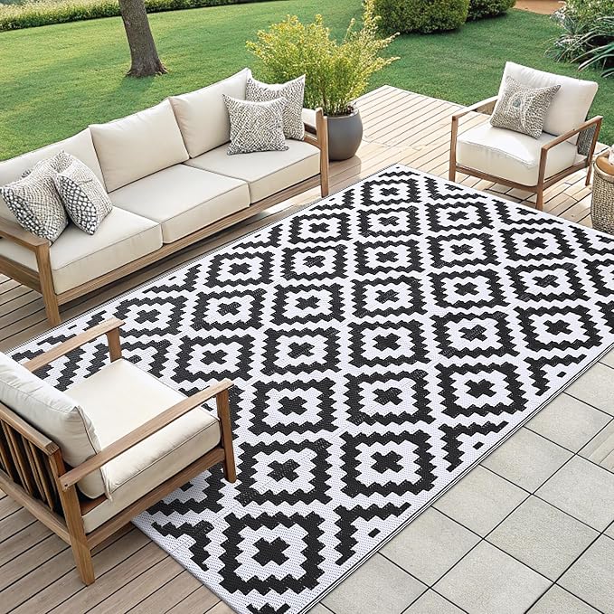 Smiry Waterproof Outdoor Rug 10X14 ft, Reversible Plastic Straw Patio Camping - Image 7