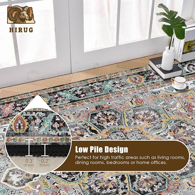 Washable Area Rug 9' x 12' Vintage Traditional Persian Mat - Image 5