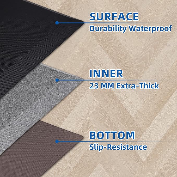 Anti Fatigue Kitchen Mats for Floor, 9/10 Extra Thick Cushioned Standing Desk - Image 7