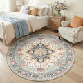 RELEANY Area Rugs Round 5ft Washable Non-Slip, Floral Vintage Distress by RELEANY
