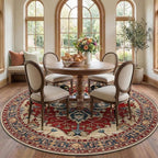 RELEANY Area Rugs Round 7ft Washable Non-Slip, Floral Vintage Distress by RELEANY