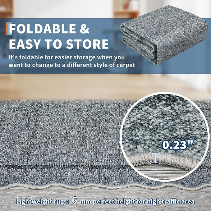 GarveeHome Scalloped Area Rug 4x6 Washable Rug Modern Floor Cover Soft Low Pile - Image 6