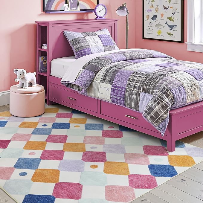 jinchan Area Rug 5x7 Kids Washable Indoor Floor Cover Non-Slip Modern Soft Rug - Image 3