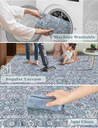 SERISSA Boho Washable Runner Rug, 2x6 Rug Non-Slip Vintage Floral Hallway - Image 2