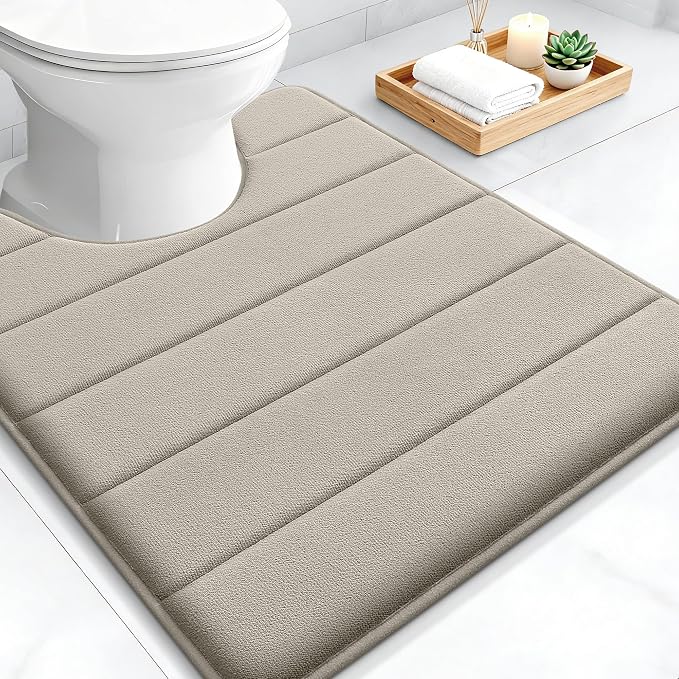 OLANLY Memory Foam Toilet Rugs U Shaped 24x20, Super Soft Absorbent Contour by OLANLY
