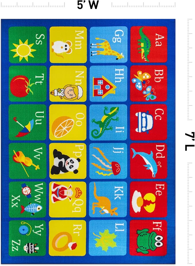Rugshop Kids Alphabet Educational Learning High Traffic Living Room, Home - Image 2