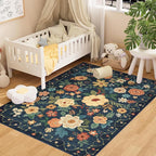 DUKINO 4x6 Area Rug, Lightweight Non Slip Washable Floral Rug, Indoor Low Pile by DUKINO