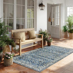 Machine Washable Area Rugs 4x6 Blue Low Pile Soft Carpet - Image 9