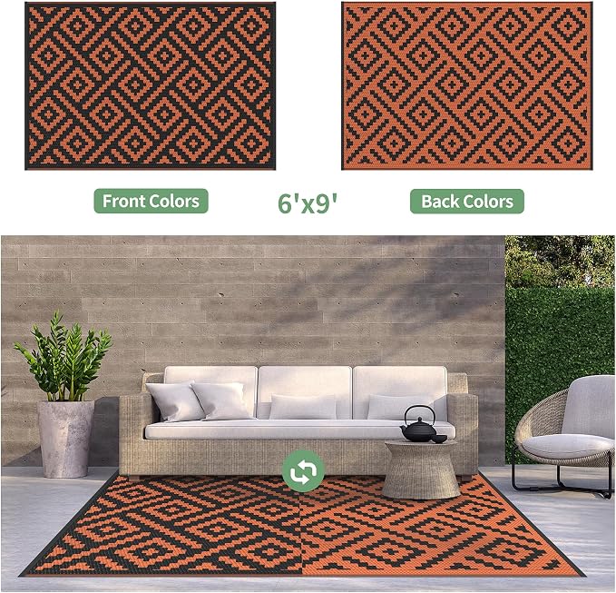 GENIMO Outdoor Rug for Patio, Waterproof Halloween RV Camping Mat Lightweight - Image 2
