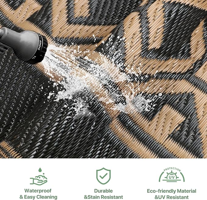 GENIMO Outdoor Rug Waterproof for Patio Decor, Outside Area Mat for Rv - Image 6