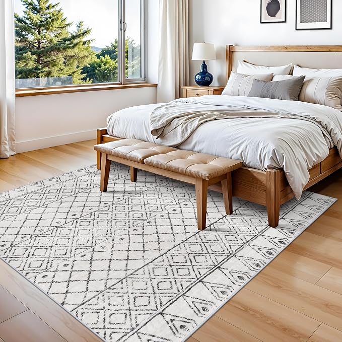 Square 6x6 Area Rug Moroccan: Machine Washable Non Slip Large Carpet - Image 3