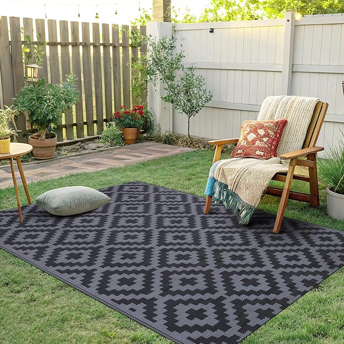 Smiry Waterproof Outdoor Rug 4x6 ft, Reversible Plastic Straw Patio Camping Rugs - Image 6