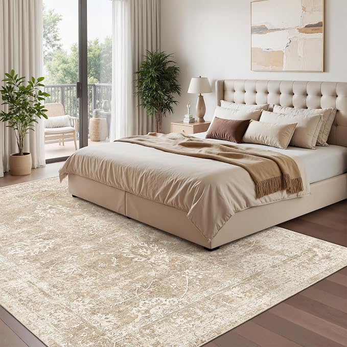 Madane Washable 7x9 Area Rugs for Living Room, Vintage Natural Rug - Image 2
