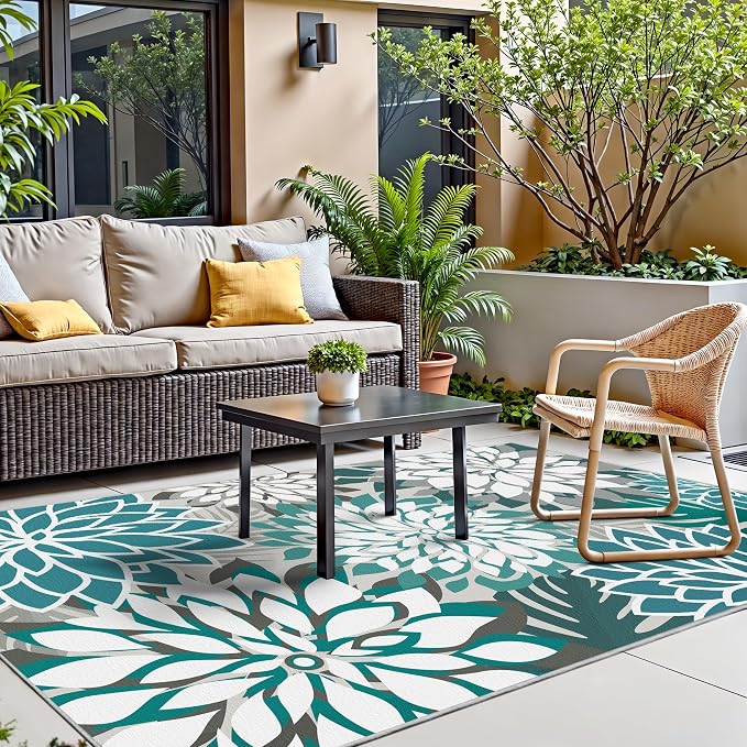 Colorful 3x5 Washable Rug for Living Room Tropical Botanical Modern Floral - Image 3
