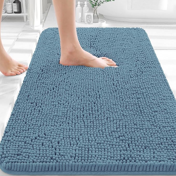 OLANLY Bathroom Rugs 30x20, Extra Soft Absorbent Chenille Bath Rugs, Rubber by OLANLY