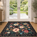 DUKINO 4x4 Square Area Rug, Floral Indoor Floor Washable Entryway Rug - Image 9