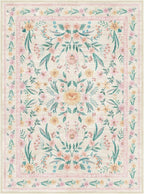 7x9 Pink Boho Floral Area Rug – Washable Non-Slip Soft Carpet - Image 8