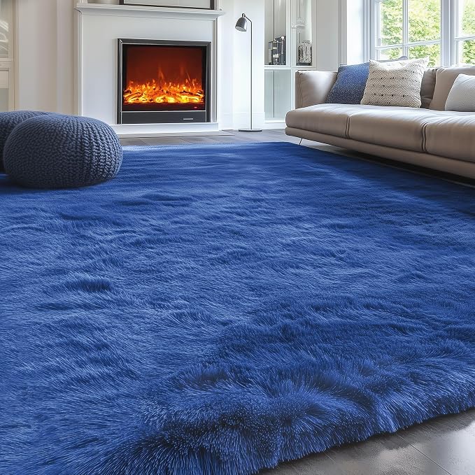 PAGISOFE Blue Rug 4x6 Ft Fluffy Shag Rugs - Image 7