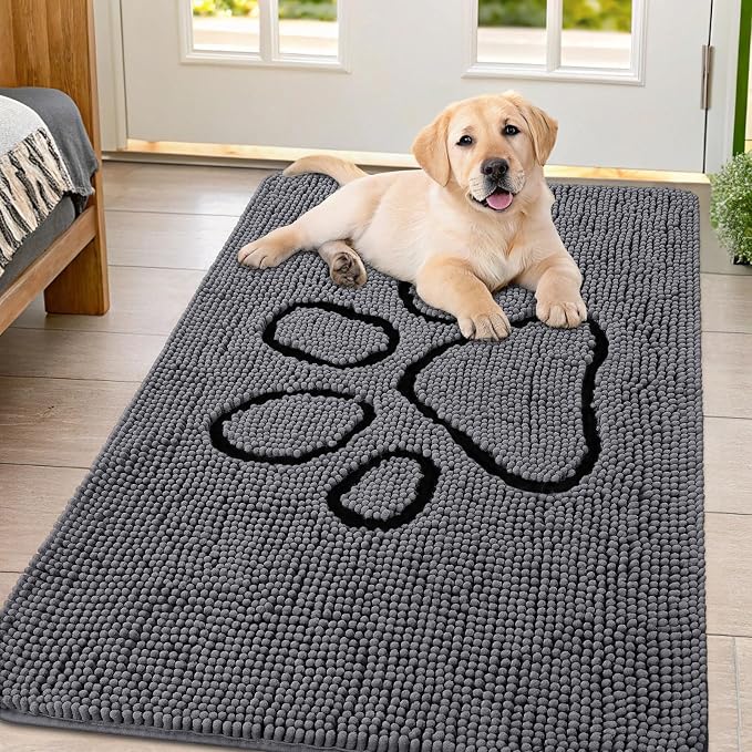 Smiry Dog Door Mat for Muddy Paws, Absorbent Dirt Trapper Non Slip Quick Dry by Smiry