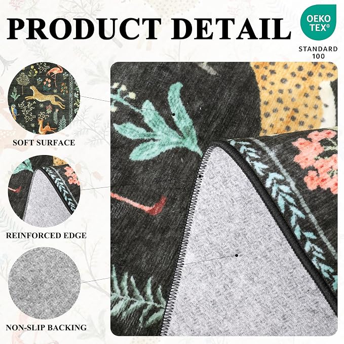 DUKINO 3x12 Runner Rug, Non Slip Animal Print Runner Rug - Image 4