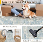5x7 Washable Vintage Area Rug Blue Oriental Living Room Bedroom Throw Rug - Image 4