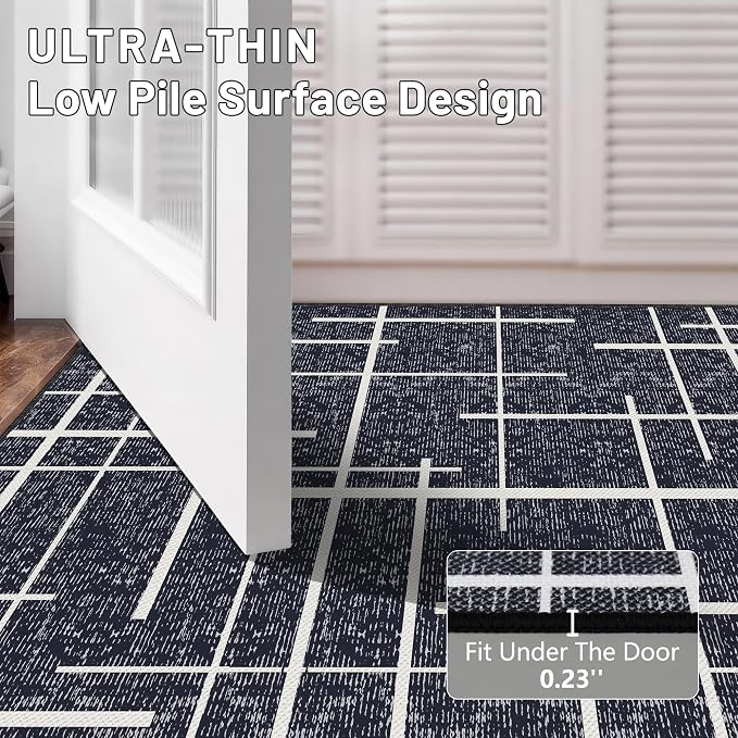 Modern Stripe Hallway Runner Rug Non Slip, Washable 2x10 Runner Rug, Woven Thin - Image 5