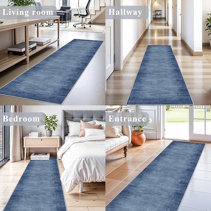 2x8 Washable Hallway Runner Rug – Non-Slip Modern Abstract Neutral Low-Pile - Image 4