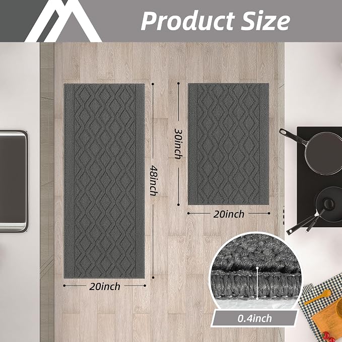 COSY HOMEER 48x20 Inch/30X20 Inch Kitchen Rug Mats Made of 100% Polypropylene 2 - Image 6
